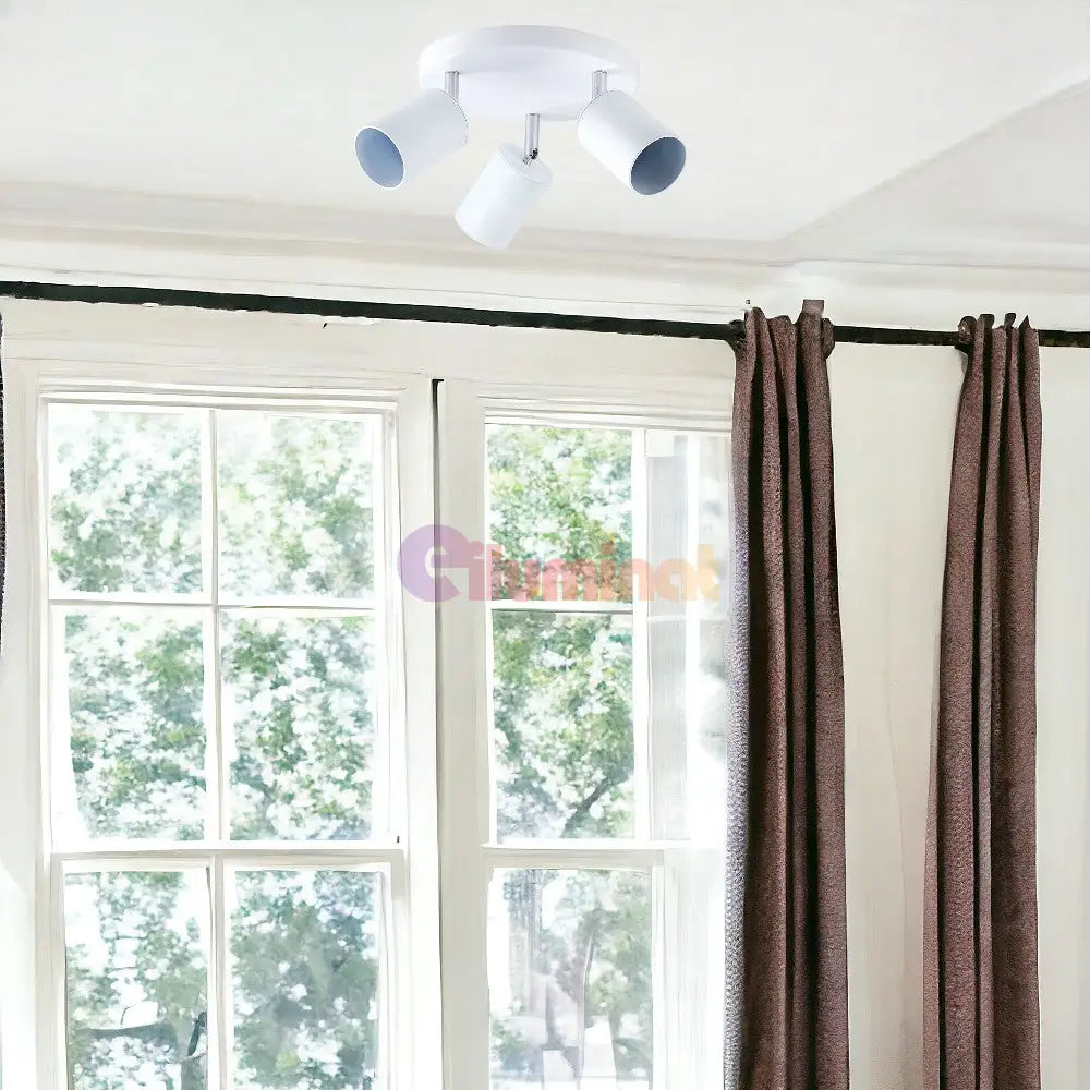 Spot Reglabil Alb 3Xgu10 Cu Suport Rotund Led Ceiling Light