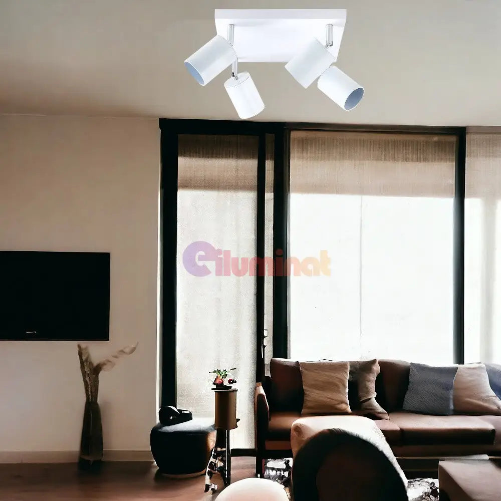 Spot Reglabil Alb 4Xgu10 Cu Suport Patrat Led Ceiling Light