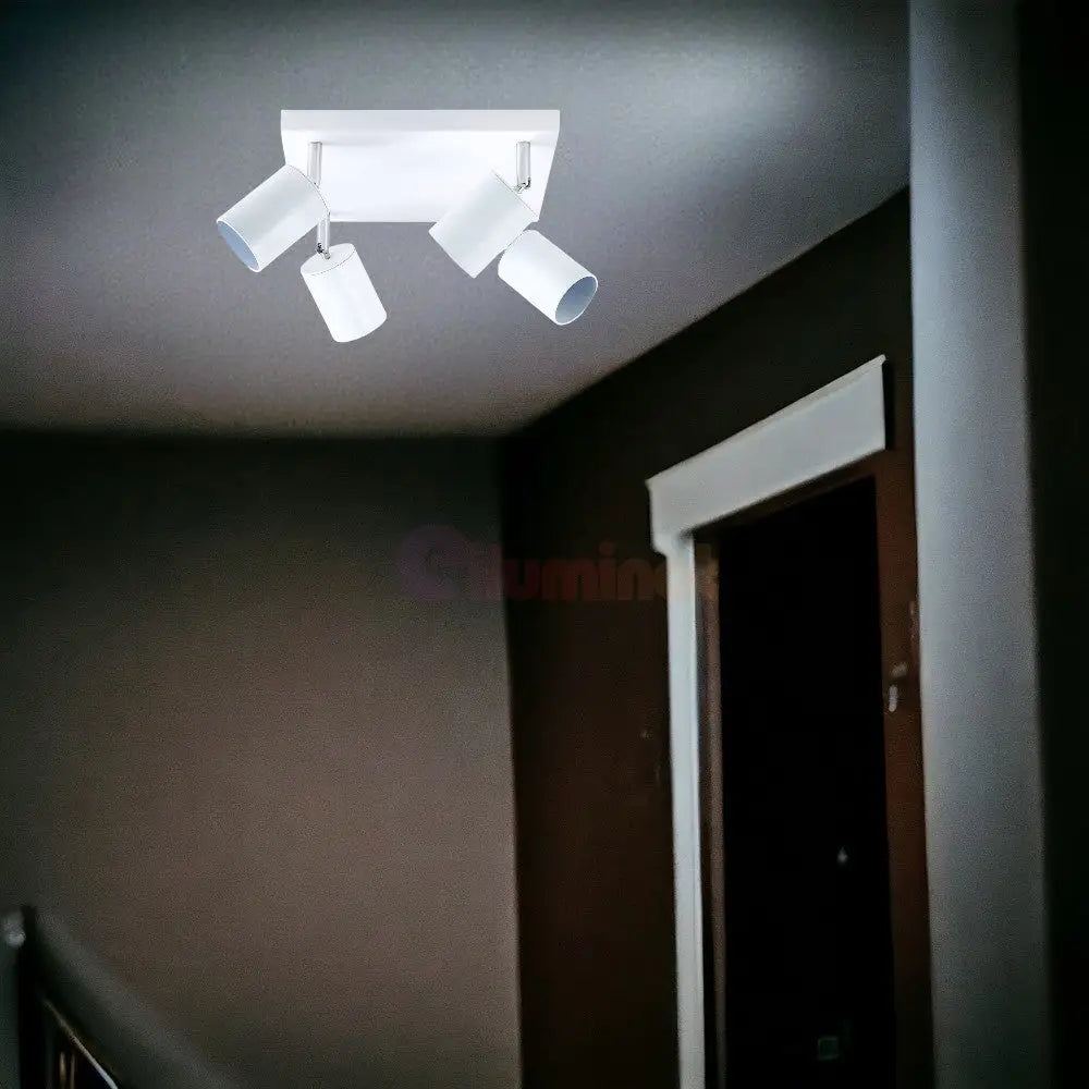 Spot Reglabil Alb 4Xgu10 Cu Suport Patrat Led Ceiling Light