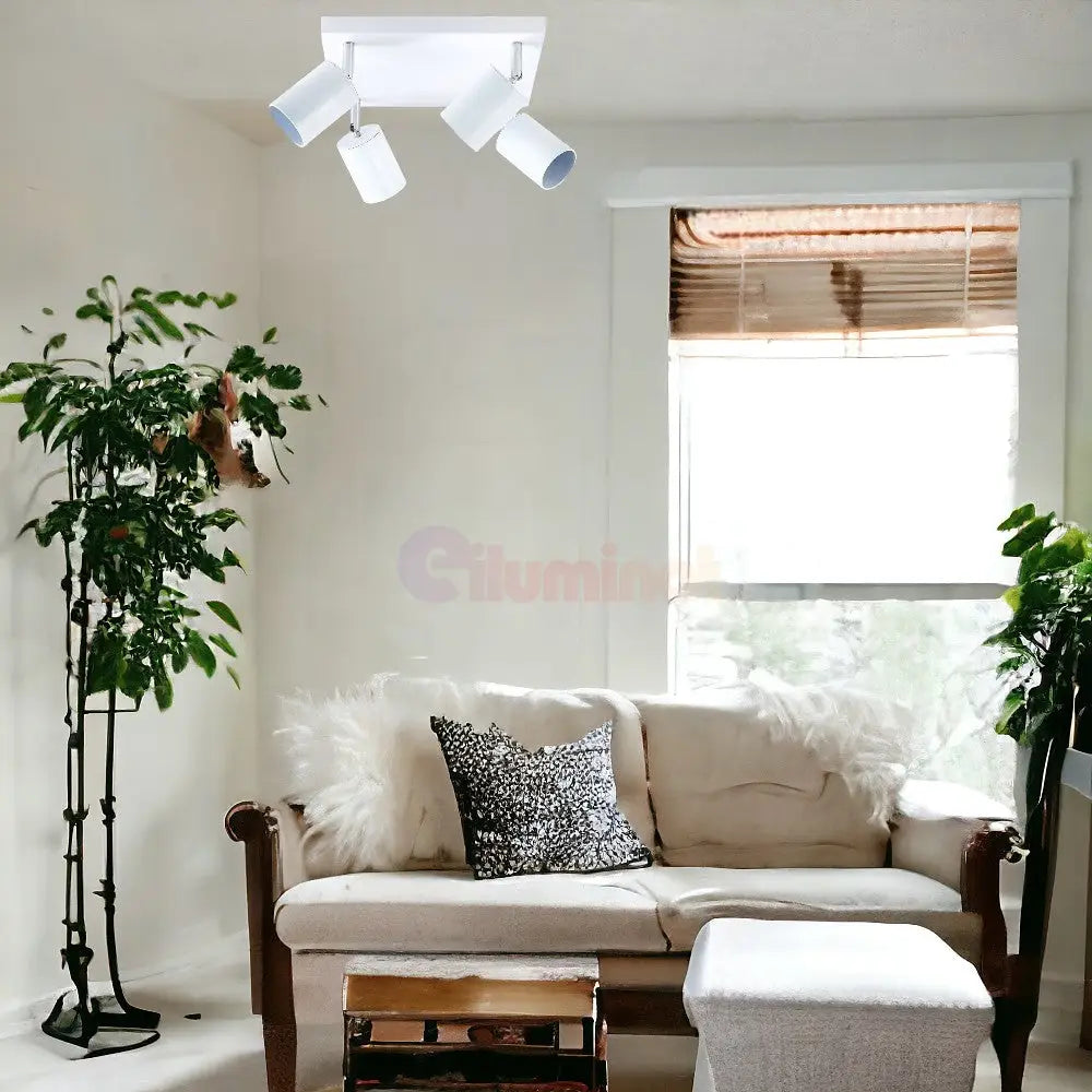Spot Reglabil Alb 4Xgu10 Cu Suport Patrat Led Ceiling Light