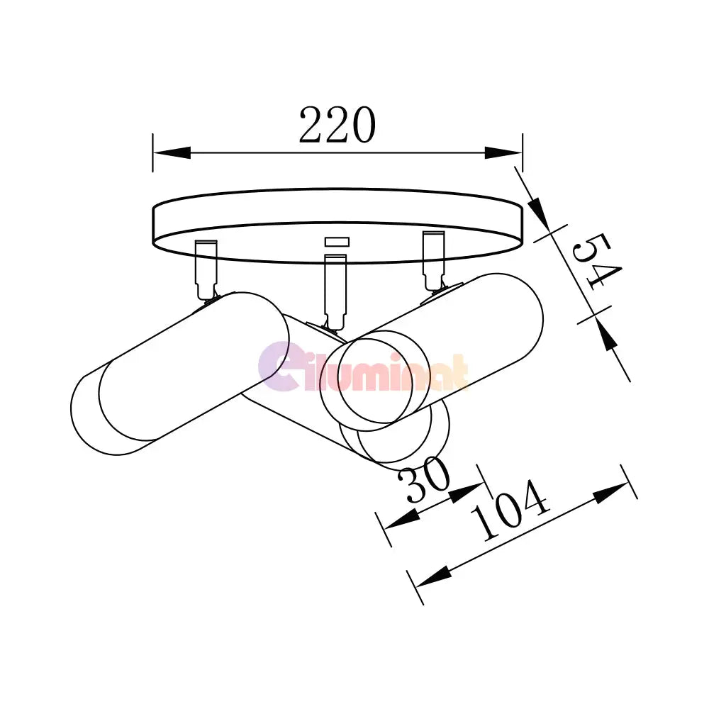 Spot Reglabil Negru + Auriu Exquisite 3Xgu10 Suport Rotund Led Ceiling Light