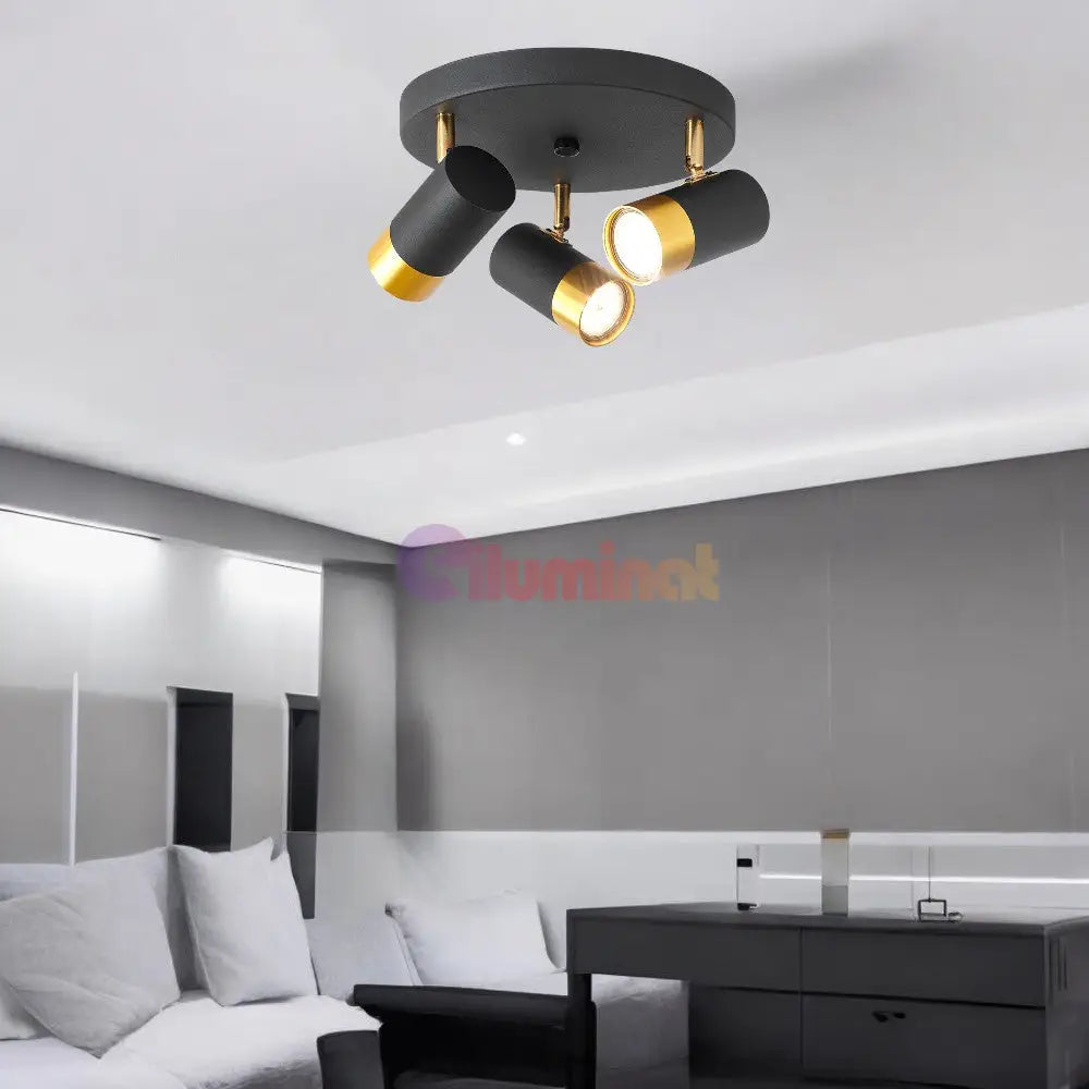 Spot Reglabil Negru + Auriu Exquisite 3Xgu10 Suport Rotund Led Ceiling Light