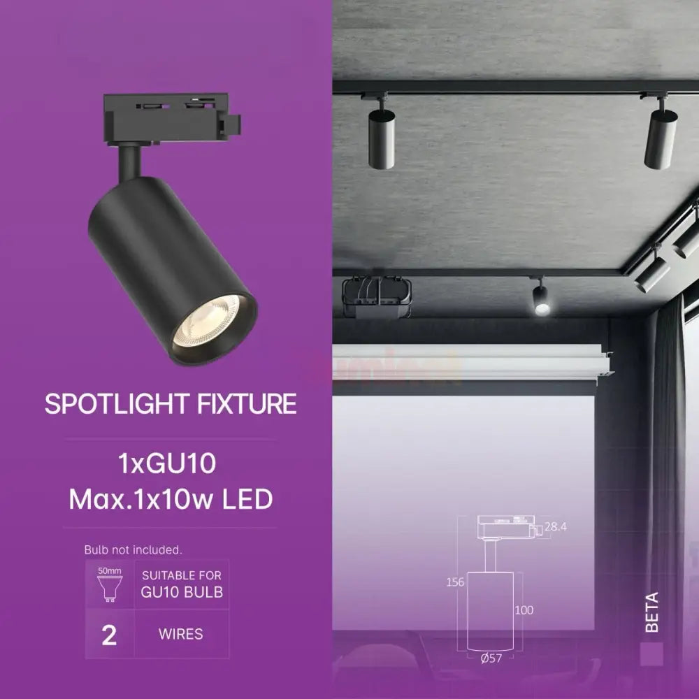 Spot Sina Orientabil Black Fasung GU10 Ø5.7CM TRACK LIGHT