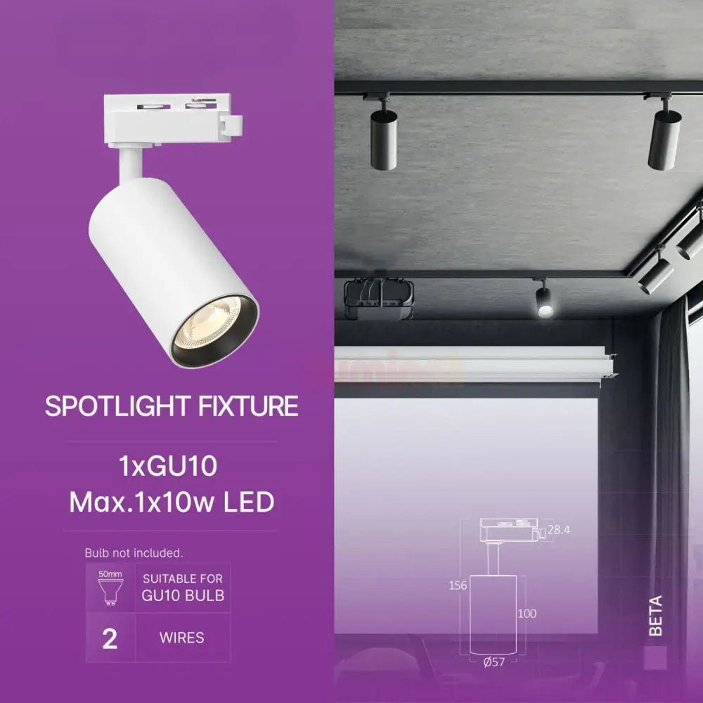 Spot Sina Orientabil White & Black Fasung GU10 Ø5.7CM TRACK LIGHT