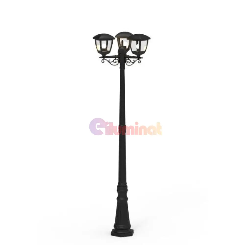 Stalp De Gradina Tip Felinar Negru 3xE27 220CM STALP ORNAMENTAL GARDEN POLE
