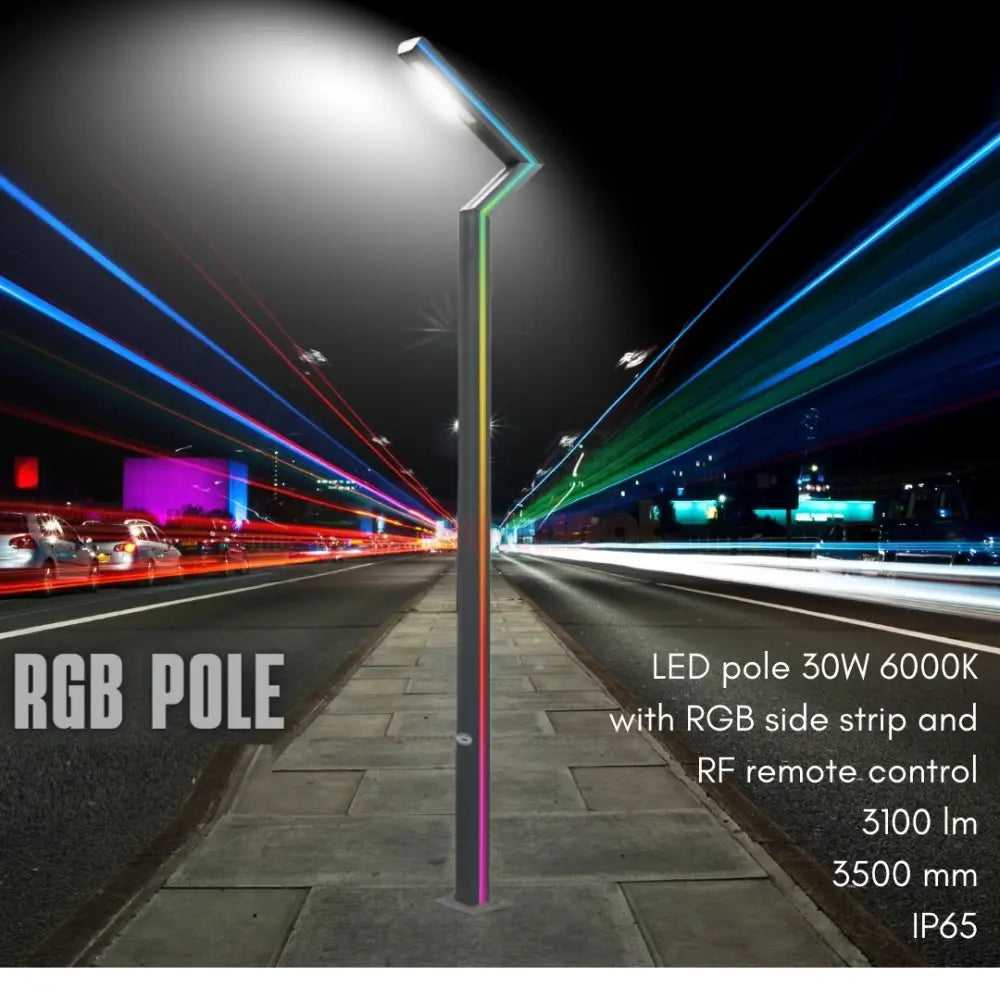 Stalp Iluminat Stradal 30W Rgb Telecomanda 3.5M Street Light Pole