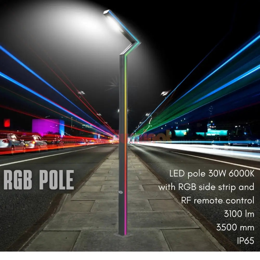 Stalp Iluminat Stradal 30W Rgb Telecomanda 3.5M Street Light Pole