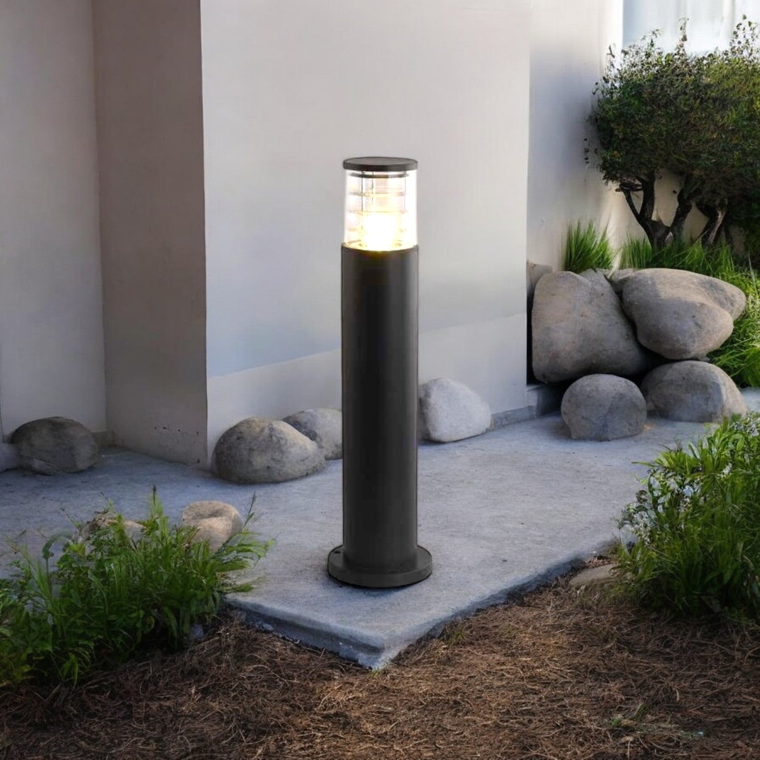 Stalp Ornamental De Gradina 80Cm 1Xe27 Cylinder Negru Garden Pole