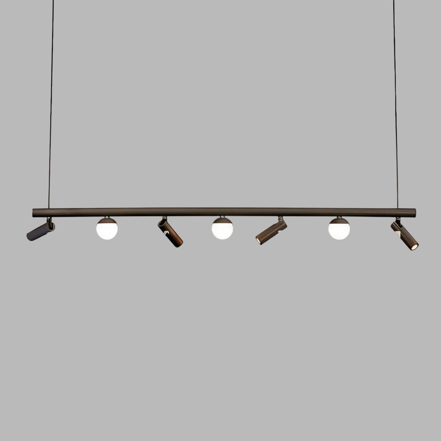 Lustra LED Suspendata Abajur cu 4 Spoturi MELI Black Echivalent 150W Telecomanda