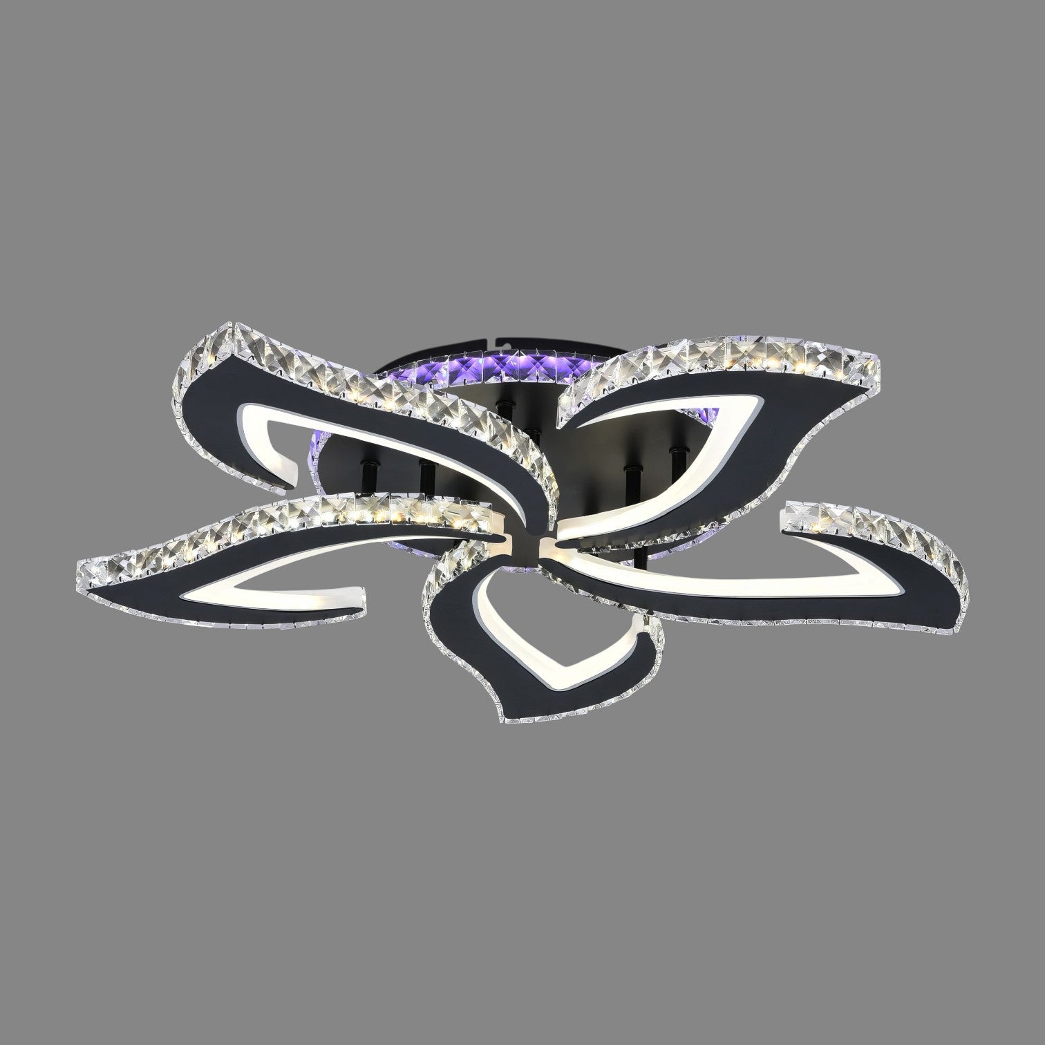 Lustra LED Camelia Cristal RGB Black Echivalent 600W Telecomanda