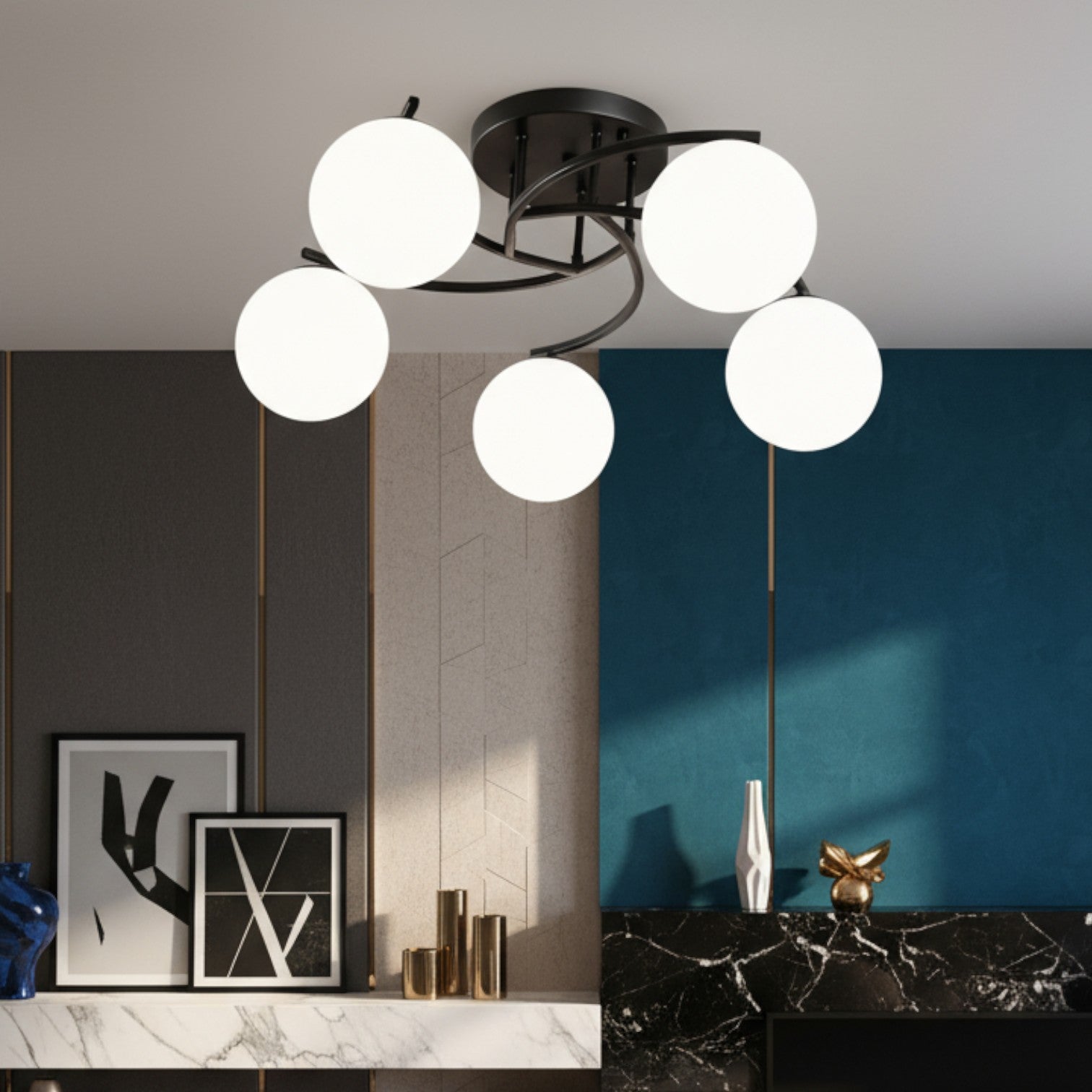 Lustra Abajur ZARO 5xE27 Black