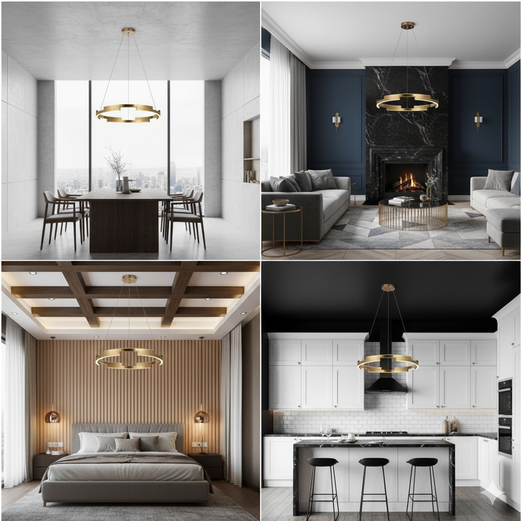 Lustra LED Orbis Cu Telecomanda Wifi 2.4G Gold 3 Culori AURIE / SUSPENDATE / 60CM Lighting Fixtures