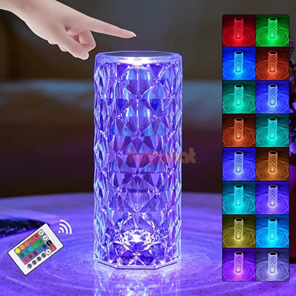 Veioza Led Decorativa Tactila Multicolora Rgb Crystal Flow Table Lamp