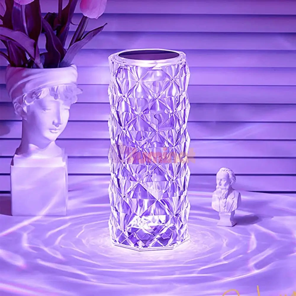 Veioza Led Decorativa Tactila Multicolora Rgb Crystal Flow Table Lamp