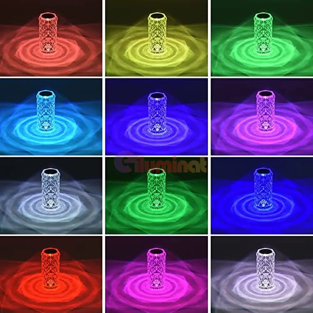 Veioza Led Decorativa Tactila Multicolora Rgb Crystal Flow Table Lamp