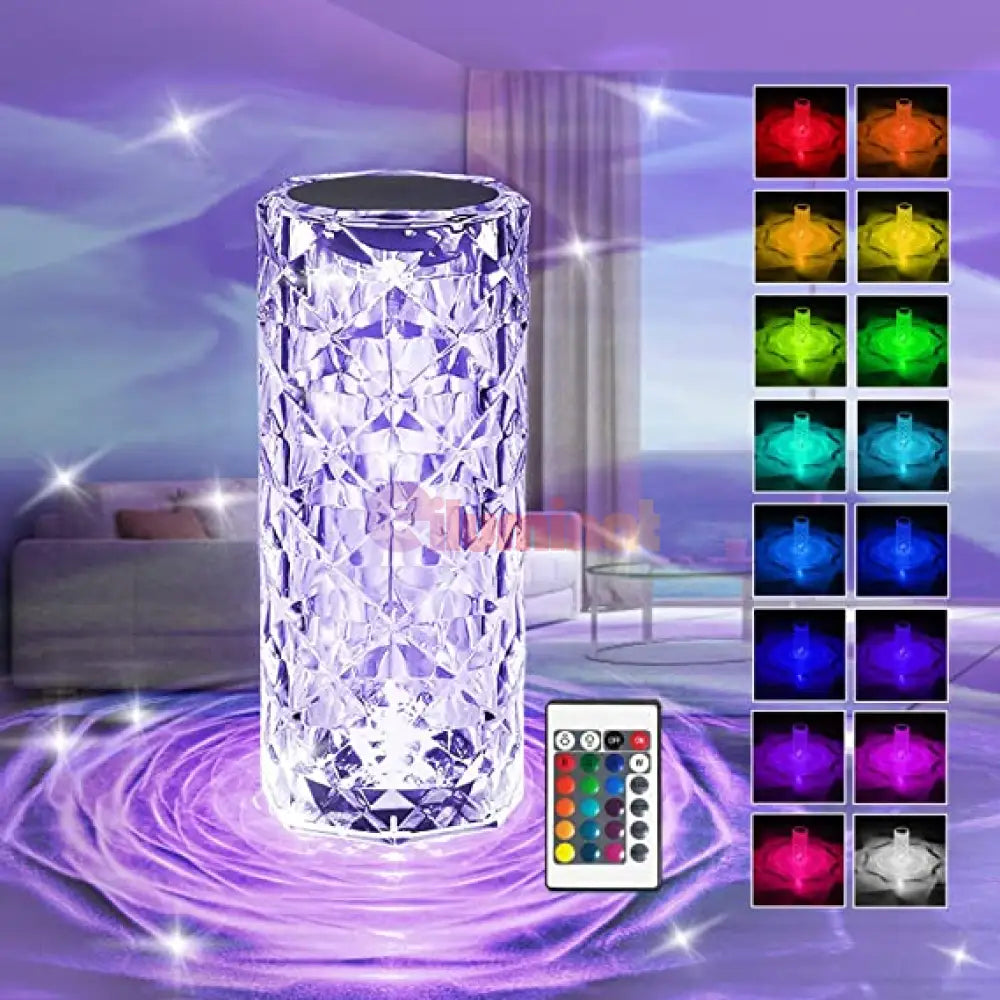 Veioza Led Decorativa Tactila Multicolora Rgb Crystal Flow Table Lamp