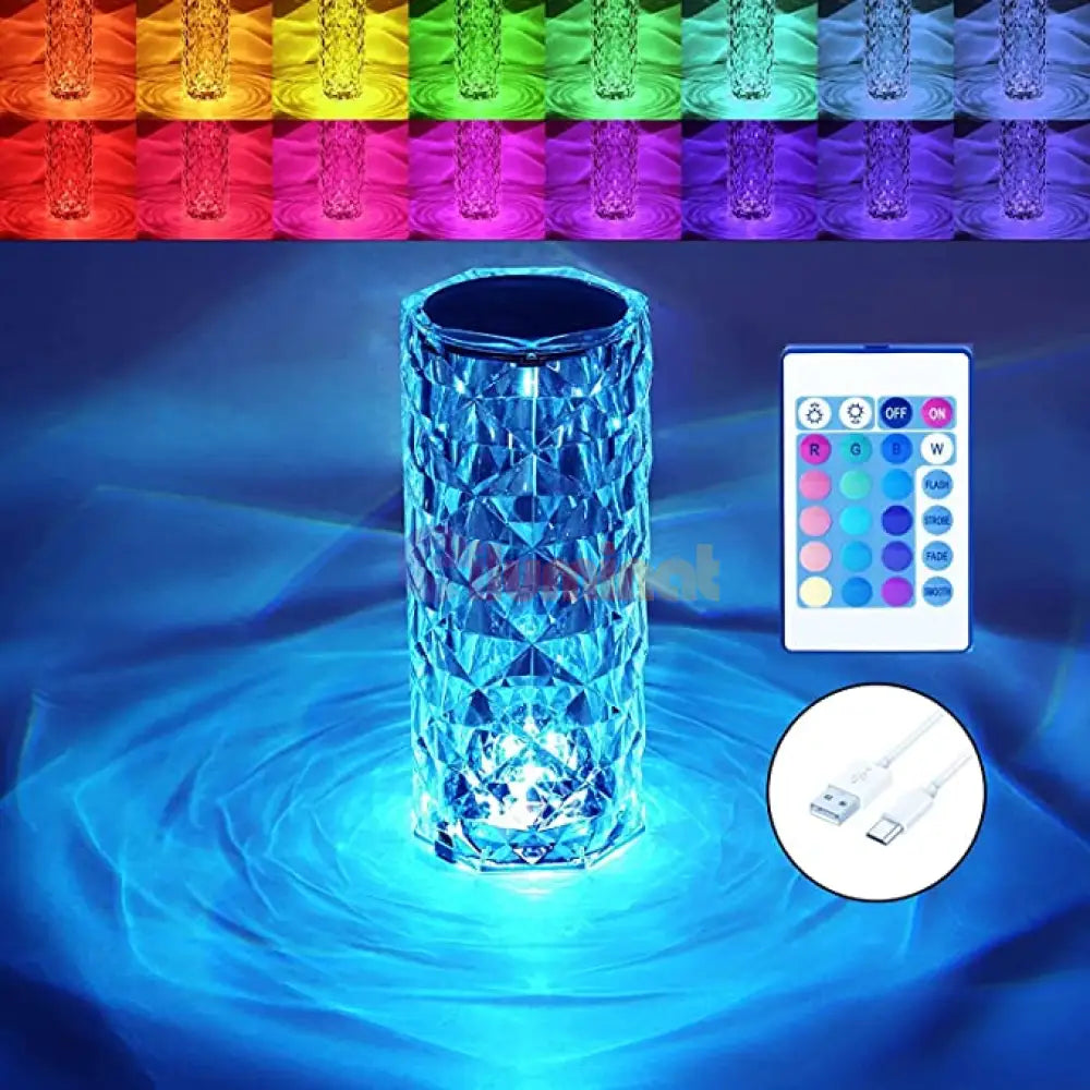 Veioza Led Decorativa Tactila Multicolora Rgb Crystal Flow Table Lamp