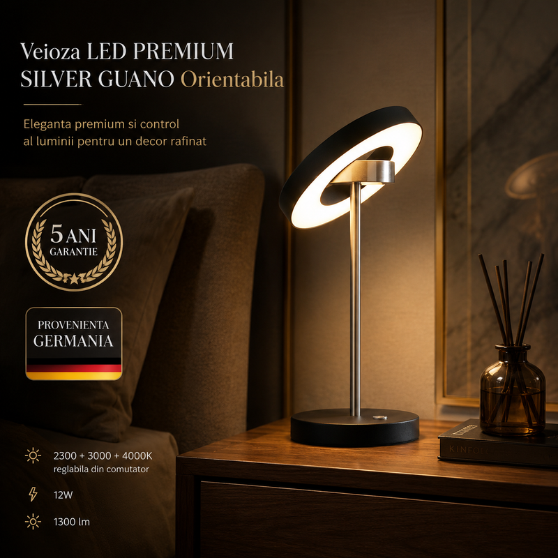 Veioza LED PREMIUM SILVER GUANO Orientabila