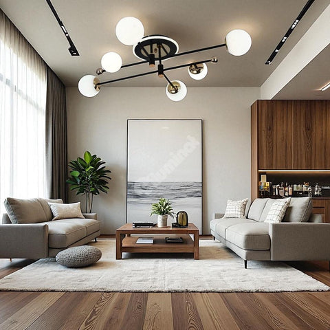 Lustra LED PIMORA Abajur Mat Neagra Echivalent 400W Telecomandan Resigilat R3