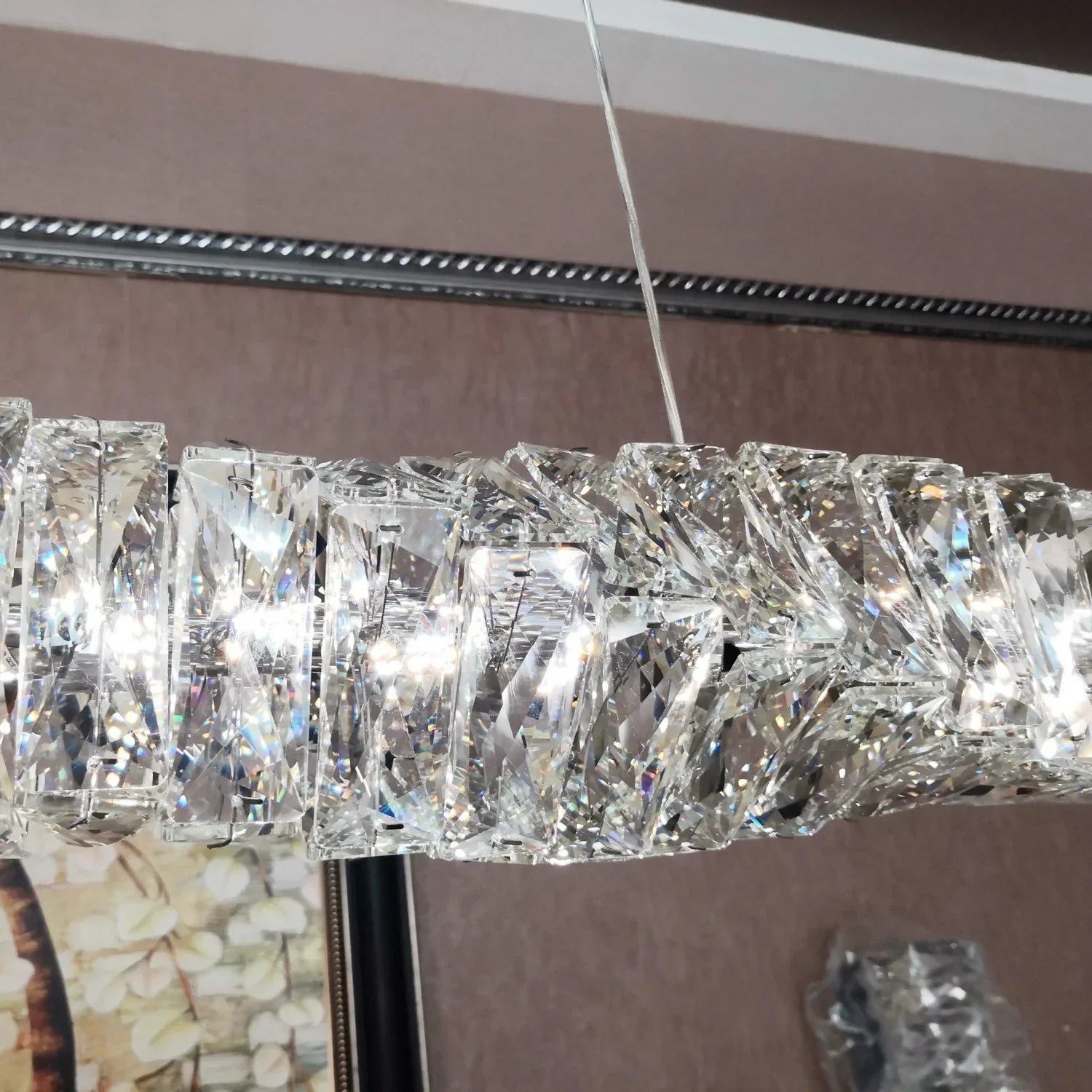 Lustra LED 38W Cristal WAVE Argintiu Telecomanda