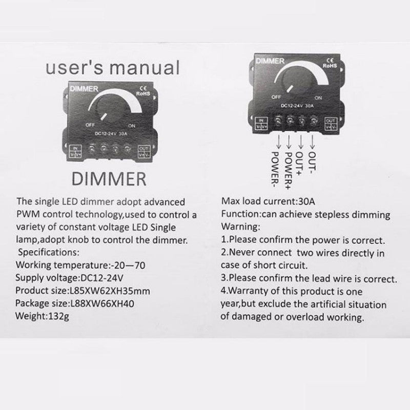 Dimmer Manual 30A 12V-24V