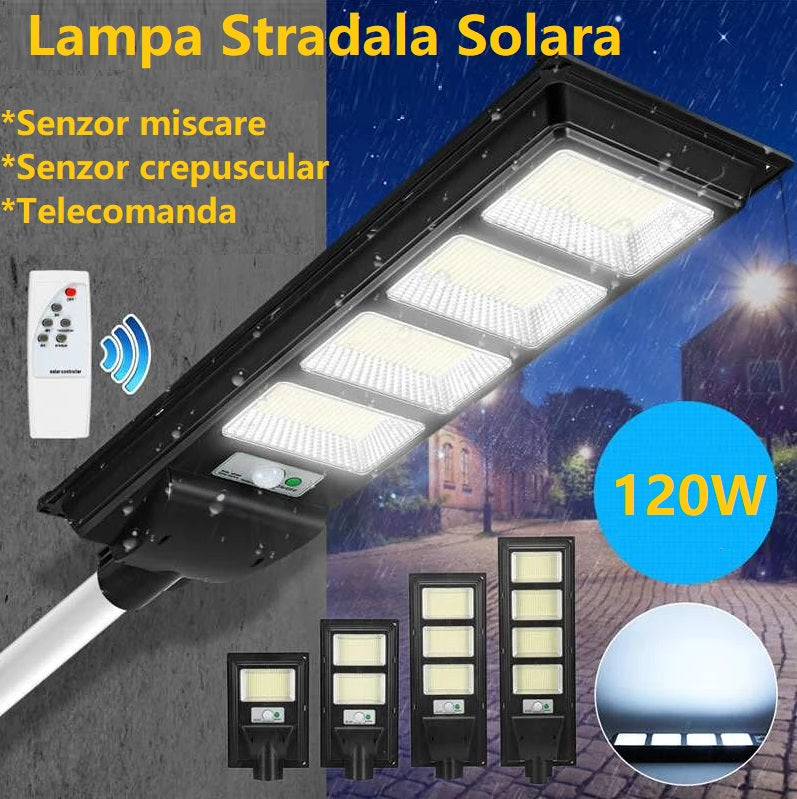 Lampa LED 120W Solara SLIM Senzor Miscare + Telecomanda
